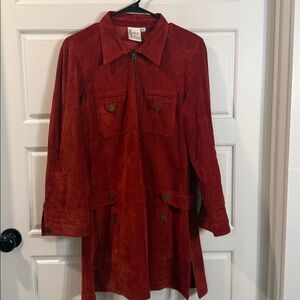 Anthropologie Finley M Soft Suede Leather Jacket red Hippie Boho Bohemian